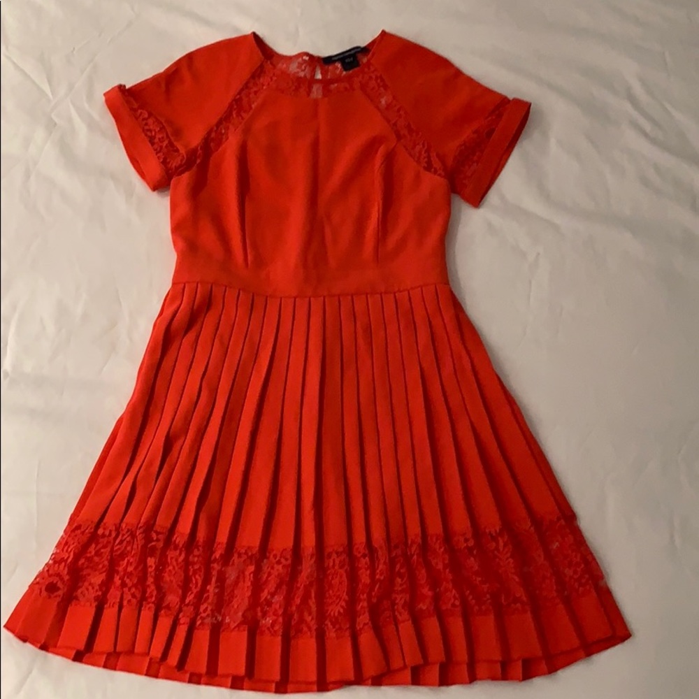 French Connection pleaded redish/orange dress